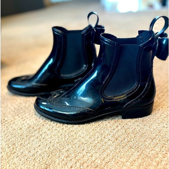Valentino RED Black Rain Boots with Large Bows sz 39 🖤 🌧️ ☔️ - Picture 12 of 12